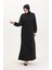 Kolu Lastikli Düğmeli Elbise 0546-02 Siyah 2