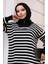 Yaka Fermuarlı Çizgili Triko Takım 11029-03 Siyah 3