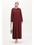 Büyük Beden Düğme Detaylı Elbise 0532-03 Bordo 1
