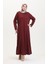 Büyük Beden Düğme Detaylı Elbise 0532-03 Bordo 2
