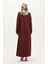 Büyük Beden Düğme Detaylı Elbise 0532-03 Bordo 5