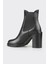 Siyah Deri Kadın Topuklu Bot 3
