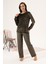 Kadın Kadife Pijama Takımı 24381 Haki 1