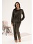 Kadın Kadife Pijama Takımı 24381 Haki 4