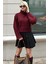 Bordo Boğazlı Kadın Triko Kazak MG2255 1