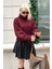 Bordo Boğazlı Kadın Triko Kazak MG2255 3