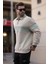 Bej Polo Yaka Renk Bloklu Erkek Sweatshirt 7072 1