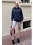 Lacivert Oversize Cepli Sweatshirt MG2207 3