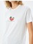 Pamuklu Kısa Kollu Bisiklet Yaka Çilek Baskılı T-Shirt 5