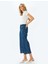 Yüksek Bel Rahat Kalıp Cepli Kısa Denim Pantolon - Culotte Jeans 2