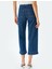 Yüksek Bel Rahat Kalıp Cepli Kısa Denim Pantolon - Culotte Jeans 4