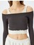 Uzun Kollu Atletli Kayık Yaka Crop Kaşkorse Slim Fit T-Shirt 5