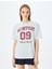 Kolej Baskılı Bisiklet Yaka Kısa Kollu Oversize T-Shirt 3