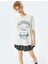 Ayı Baskılı Oversize Bisiklet Yaka Kısa Kollu T-Shirt 1