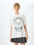 Ayı Baskılı Oversize Bisiklet Yaka Kısa Kollu T-Shirt 3