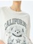 Ayı Baskılı Oversize Bisiklet Yaka Kısa Kollu T-Shirt 5