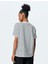 Pamuklu Bisiklet Yaka Kısa Kollu Baskılı Taşlı Çizgili T-Shirt 4
