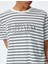 Pamuklu Bisiklet Yaka Kısa Kollu Baskılı Taşlı Çizgili T-Shirt 5