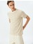 Bisiklet Yaka Kısa Kollu Pamuk Karışımlı Çizgili Oversize T-Shirt 1