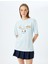 Kedi Baskılı Kısa Kollu Bisiklet Yaka Oversize T-Shirt 3
