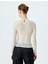 Slim Fit Bisiklet Yaka Uzun Kollu Yarı Transparan Dantel Bluz 4