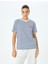 Baskı Detaylı Bisiklet Yaka Pamuklu Çizgili T-Shirt 3