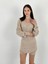 Transparan Örgü Triko Long Sleeve Uzun Kollu Kadın Kazak Elbise Women Knitted Dress 5