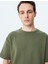 Kısa Kollu Etiket Detaylı Pamuk Karışımlı Bisiklet Yaka Oversize T-Shirt 2