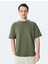 Kısa Kollu Etiket Detaylı Pamuk Karışımlı Bisiklet Yaka Oversize T-Shirt 3
