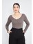 Vizon Kadın Derin V Yaka Uzun Kollu Fit Kesim Bluz - 2465 2
