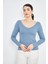 Mavi Kadın Derin V Yaka Uzun Kollu Fit Kesim Bluz - 2465 1