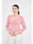 Pembe Kadın Derin V Yaka Uzun Kollu Fit Kesim Bluz - 2465 4