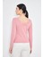 Pembe Kadın Derin V Yaka Uzun Kollu Fit Kesim Bluz - 2465 5