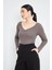 Vizon Kadın Derin V Yaka Uzun Kollu Fit Kesim Bluz - 2465 3