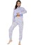 Lila Şal Desenli - Düğme Patlı Yaka - Uzun Kollu - Kadın Pijama Takımı 4