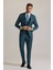 Erkek Yeşil Slim Fit Sivri Yaka Yelekli %100 Yün Takım Elbise 3
