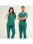 Ektra Likralı Unisex Medikal Yeşil Alt Üst Takım Doktor Hemşire Uniforma Scrubs 1