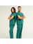 Ektra Likralı Unisex Medikal Yeşil Alt Üst Takım Doktor Hemşire Uniforma Scrubs 3