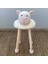 Hayvan Figürlü Ahşap Amigurumi Çocuk Taburesi Kuzu 4