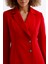 Astarlı Ön ve Kollar Metal Düğmeli Adriyana Ceket Elbise | CKT35856 Kırmızı 4