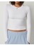 Beyaz Darkalıp Slimfit Soft Touch Interlok Penye Kumaş Basic Bluz 1
