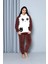 Desenli Tam Peluş Kışlık Yılbaşı Kadın Pijama Takımı 2