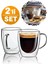 Çift Cidarlı Bardak Cam Kupa 310 ml Ev Ofis Espresso Kahve Fincanı Borosilikat Kulplu Çay Bardağı El 1