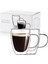 Çift Cidarlı Bardak Cam Kupa 310 ml Ev Ofis Espresso Kahve Fincanı Borosilikat Kulplu Çay Bardağı El 3