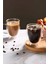 Çift Cidarlı Bardak Cam Kupa 310 ml Ev Ofis Espresso Kahve Fincanı Borosilikat Kulplu Çay Bardağı El 5