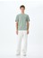 Dokulu Kısa Kollu Yaka Detaylı Pamuk Karışımlı Bisiklet Yaka Slim Fit T-Shirt 1