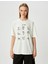 Oversize T-Shirt Baskılı Bisiklet Yaka Kısa Kollu Pamuklu 3