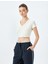 Modal Kumaş Kısa Kollu V Yaka Crop T-Shirt 1