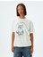 Oversize T-Shirt Kedi Baskılı Bisiklet Yaka Kısa Kollu Pamuklu 3