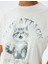Oversize T-Shirt Kedi Baskılı Bisiklet Yaka Kısa Kollu Pamuklu 5